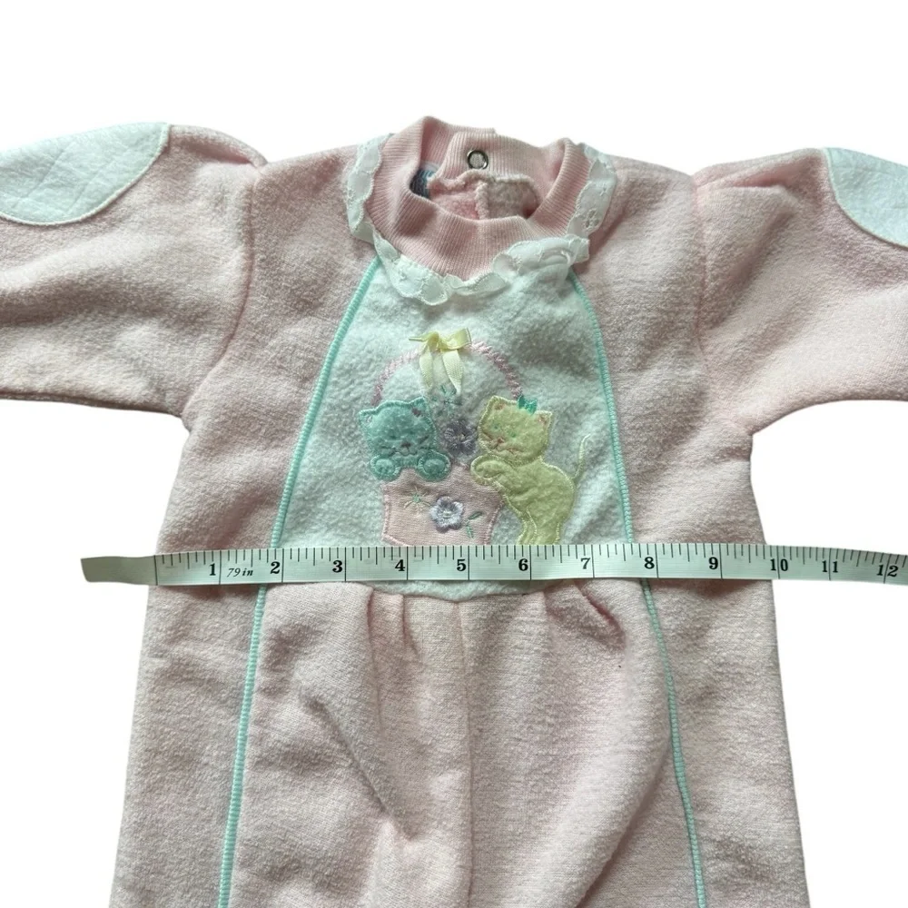 Vintage Bright Future Infant One Piece Outfit Pink w Cat Size 6-9  months